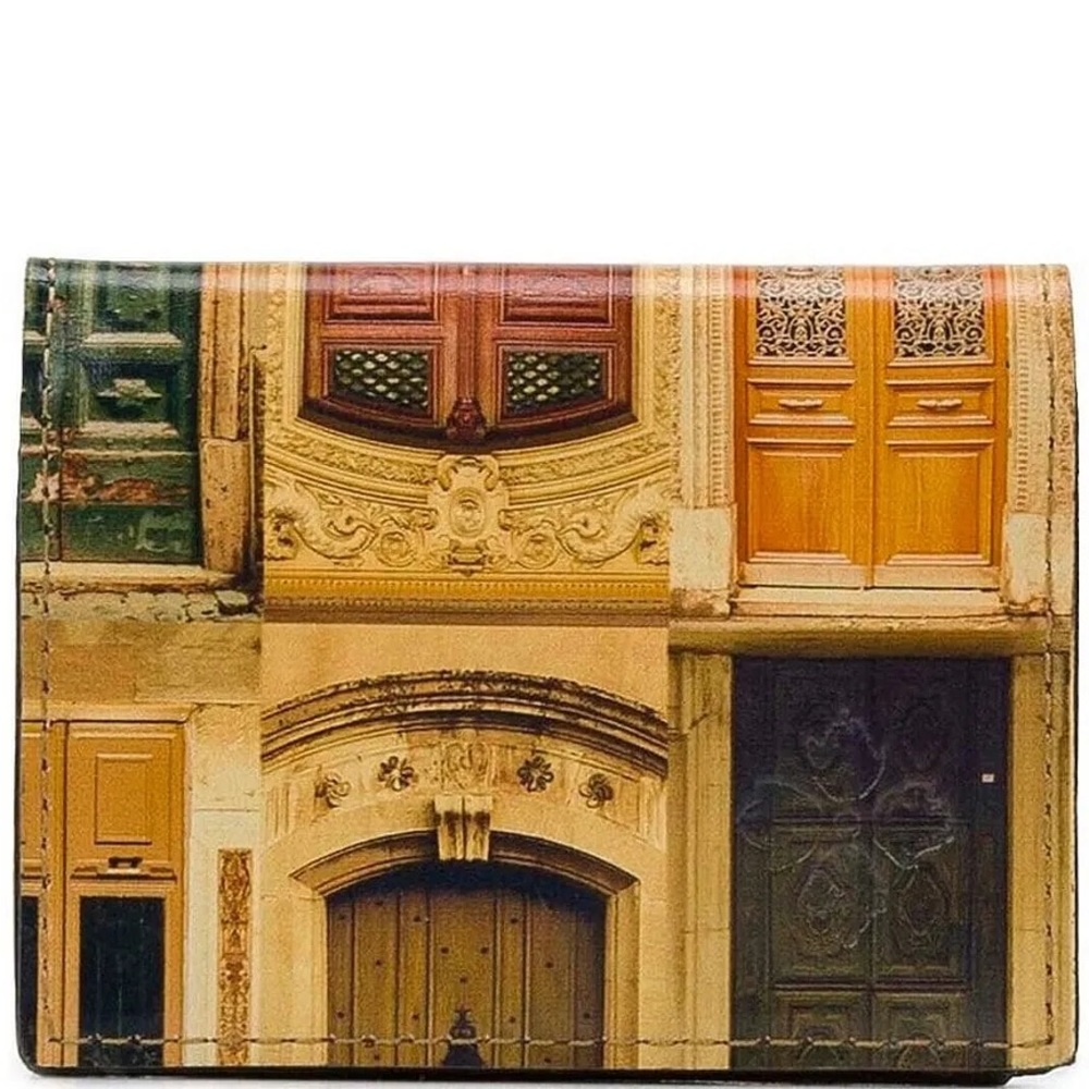 Patricia Nash Multicolor Doors Print Wallet in Tan, Brown, Cream